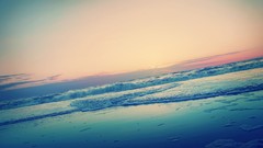 Landscapes sunset Sea nature coast Beaches waves upscaled