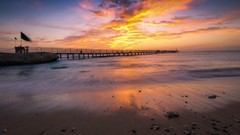 Landscapes sunset Sea nature coast Egypt Beaches waves piers 