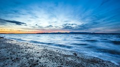 Landscapes sunset Sea nature coast pebbles Washington Seattle 