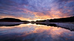 Landscapes sunset Sea nature lakes reflections skyscapes