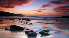 Landscapes sunset Sea nature ocean Beaches reflections