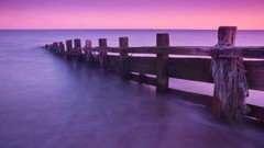 Landscapes sunset Sea nature purple coast calm England evening 