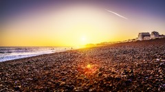 Landscapes sunset Sea nature summer coast England pebbles 