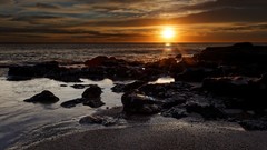 Landscapes sunset Sea nature sun blocks