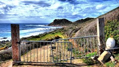 Landscapes sunset Sea nature sun ocean land coast gate iron 