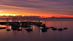 Landscapes sunset Sea nature sun ocean land coast marina