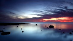 Landscapes sunset Sea nature water clouds calm skyscapes