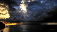 Landscapes sunset Sea nature water clouds rain ocean colors 