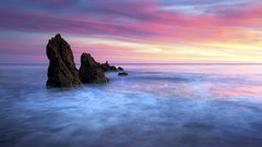 Landscapes sunset Sea nature water coast rocks waves