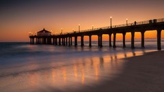 Landscapes sunset Sea ocean Manhattan Bridges Beaches