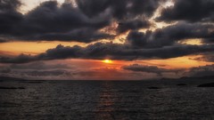 Landscapes sunset Sea sun clouds
