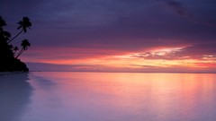 Landscapes sunset Sea sun horizon Islands palm trees Beaches 