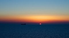 Landscapes sunset Sea water sun clouds ocean ships skies 