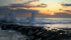 Landscapes sunset Sea waves waterscapes
