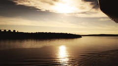 Landscapes sunset Sea woman sweden stockholm
