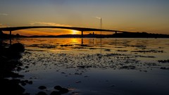 Landscapes sunset sky Bridges rivers