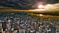 Landscapes sunset Skyscrapers architecture cityscapes new york 