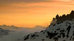 Landscapes sunset snow Mountains