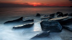 Landscapes sunset stones nature