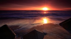 Landscapes sunset stones nature Beaches
