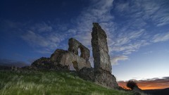 Landscapes sunset stones nature grass ruins rocks