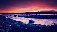 Landscapes sunset stones nature water clouds evening puddles 