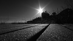 Landscapes sunset sun black and white