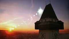 Landscapes sunset sun tower eclipse clocks sunlight