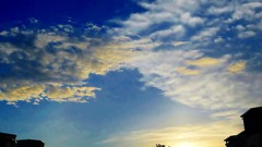 Landscapes sunset Trees clouds houses sunlight skies