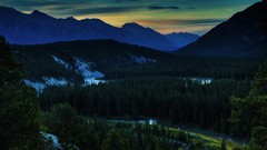 Landscapes sunset Trees Mountains forests