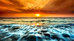 Landscapes sunset water ocean