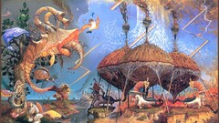 Landscapes surrealism paintings psychedelic artwork trippy