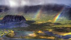 Landscapes sweden mist national park bing rainbows