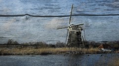 Landscapes Textures windmills Mills digital art