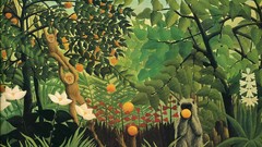 Landscapes Trees Animals jungle French paintings monkeys 