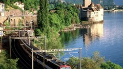 Landscapes Trees architecture trains