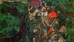 Landscapes Trees Austria paintings houses forests artwork 