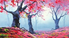 Landscapes Trees autumn paintings drawings