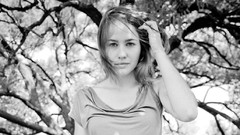 Landscapes Trees black and white woman monochrome