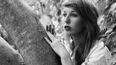 Landscapes Trees black and white woman monochrome brunettes 