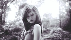 Landscapes Trees black and white woman monochrome shoulders 