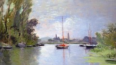 Landscapes Trees Boats French paintings impressionism rivers 