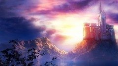 Landscapes Trees Castles fantasy art skyscapes