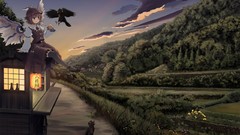 Landscapes Trees cats Birds wings dress reiuji utsuho touhou 