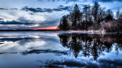 Landscapes Trees clouds lakes reflections