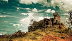 Landscapes Trees clouds rocks skies