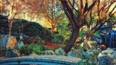 Landscapes Trees Garden Japanese waterfalls