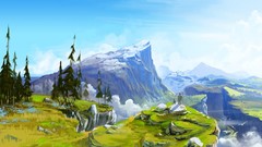 Landscapes Trees grass Animals clouds Birds skies scenic