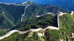 Landscapes Trees hills Green Great Wall of China Culture 