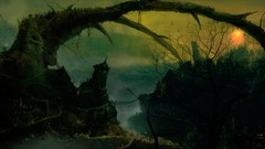 Landscapes Trees houses artwork digital art fantasy art John 